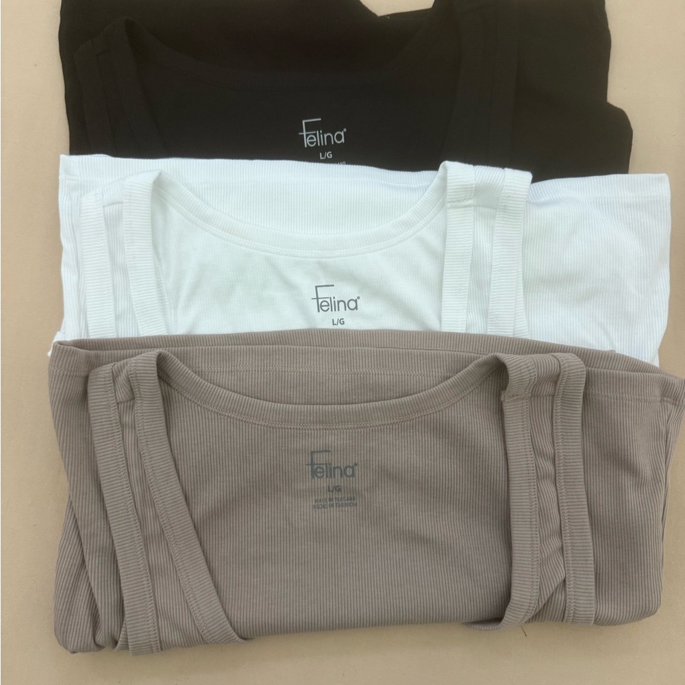 Felina Trio Tank Tops - Black, White, and Tan
